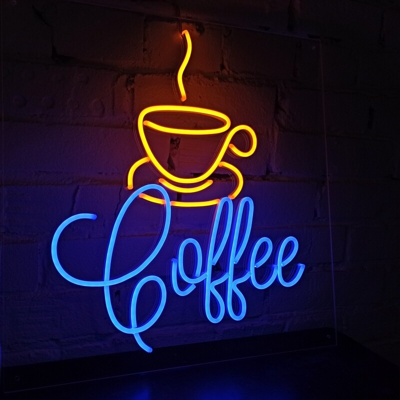 Неон для кофейни вывеска coffee